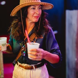 a woman wearing a hat